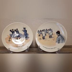 Vintage SARREGUEMINES FRENCH FAIENCE Plates by Utzschneider 1875-1900 #1 & #10